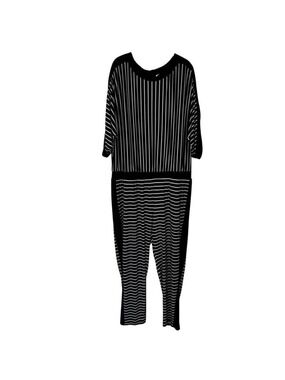 Chico's Women's Size 4/XXL-20 Striped Dolman Sleeve Jumpsuit Black White